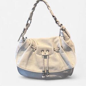 NWOT Aqua Madonna  White Genuine Leather Flap Shoulder Bag